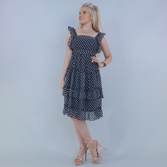 Black White Polka Dot Open Back Dress - Picture 9 of 13